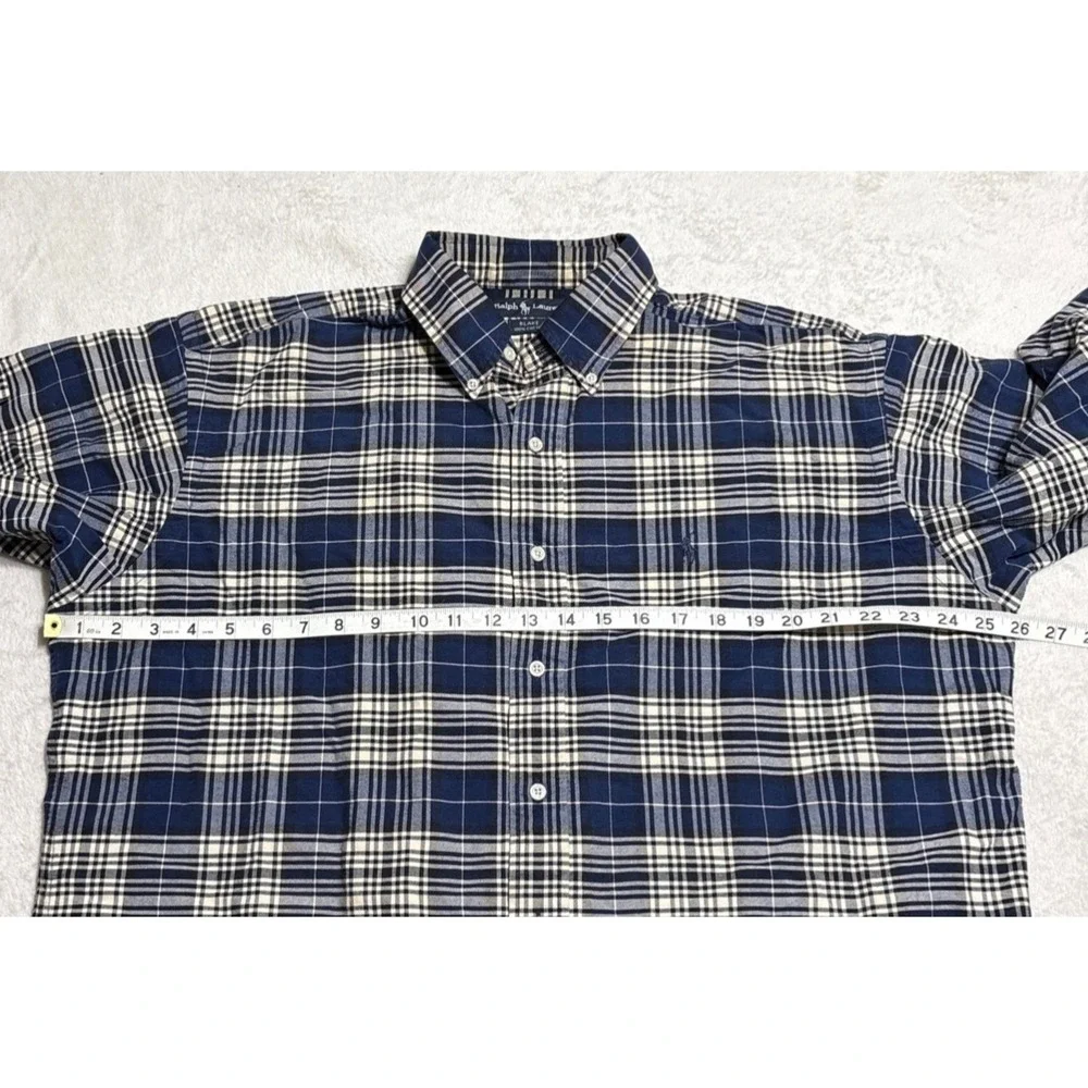 Polo Ralph Lauren Shirt Men's Large Blue Plaid Long Sleeve VTG Y2K Made In USA